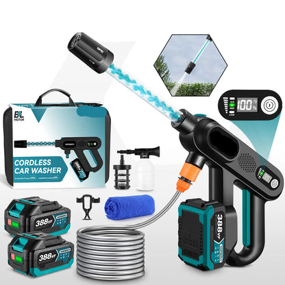 Hogedrukreiniger - Terrasreiniger - Accu - Elektrische Waterdrukspuit - 220Bar - 3 Snelheden – Met 2 Accu's – Elektrische Spuit voor Auto, Tuin en Terras - Draadloos Spuitpistool
