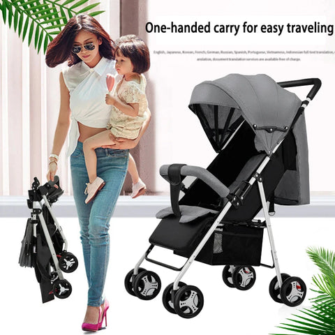 kinderwagen - 3 in 1 Draagbare Kinderwagen - Jogging buggy - Runner - Lichtgewicht kinderwagen - Baby kinderwagen - Kinderwagen - Baby Trolley - Reiswagen voor pasgeboren baby's - Lichtgrijs