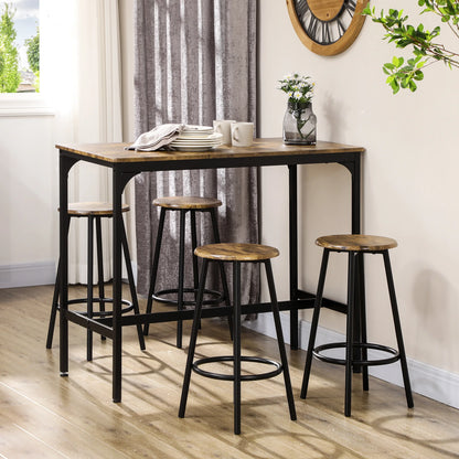 Industriële Barset – Industrieel Barmeubel – Barset Met Krukken – Compacte Barset – Metalen Frame – Duurzaam MDF – Ruimtebesparend Ontwerp