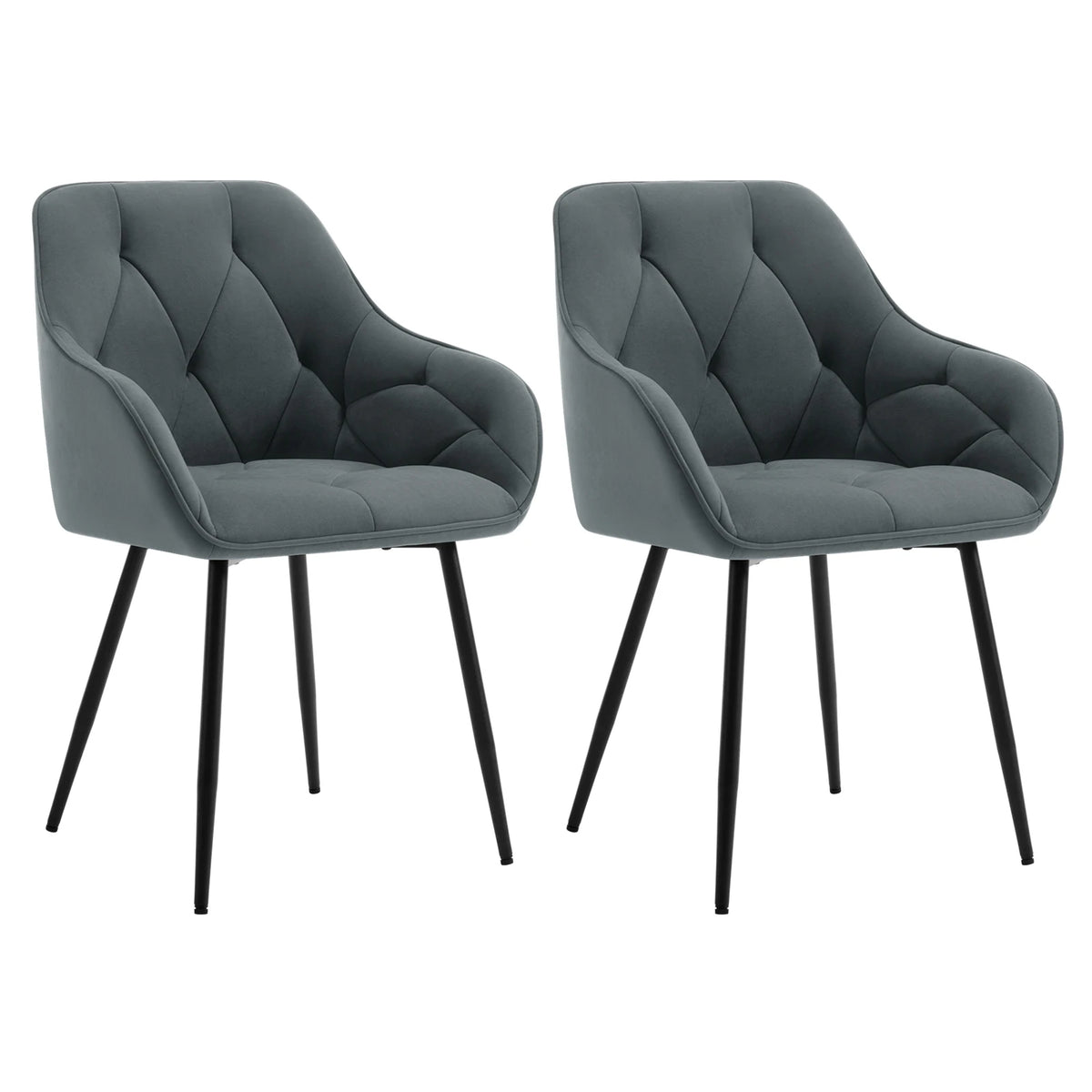 Eetkamerstoelen - Stoel - Eetkamerstoelen set van 2 - Keukenstoelen - Make up Stoel  - Modern Design - Woonkamer - Fluwelen Donkergrijs