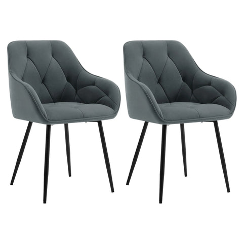 Dining room chairs - Chair - Dining room chairs set of 2 - Kitchen chairs - Make up chair - Modern design - Living room - Velvet dark gray