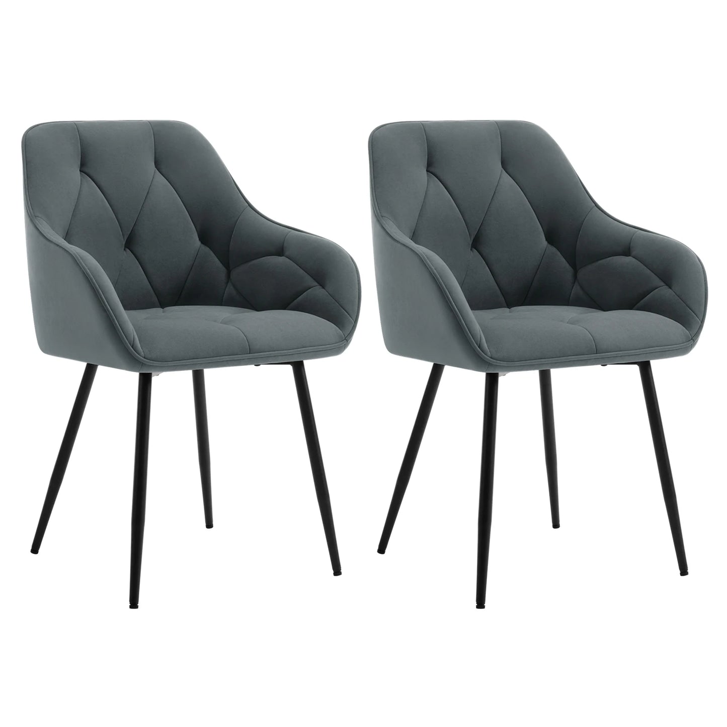 Eetkamerstoelen – Stoelen – Dining Chairs – Keukenstoelen – Bureaustoelen – Fluwelen Bekleding – Metalen Pootjes – Set Van 2