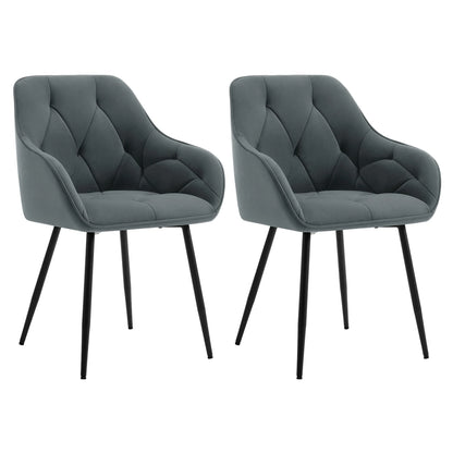 Eetkamerstoelen – Stoelen – Dining Chairs – Keukenstoelen – Bureaustoelen – Fluwelen Bekleding – Metalen Pootjes – Set Van 2