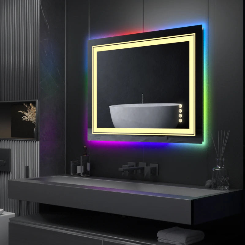 Badkamerspiegel - met Touchscreen - Wandspiegel - Montage - Frameloze - 60x80cm - Anti-condens - IP65 Waterdicht - Dimbaar - Verstelbare Verlichting - Modern Design