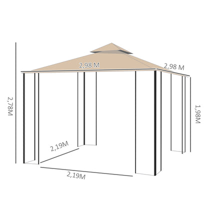 Tuinpaviljoen – Tuintent – Overkapping – Tuinhuis – Zomerhuis – Waterafstotend Polyester Dak – Metalen Frame Met Planken - QUORE