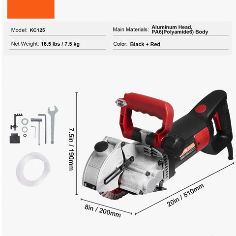 Muurfrees - Muurfrees sleufmachine - Betonfrees - Elektrisch - 4800W - 125mm - Cirkelzaag - Verstelbaar snijden.