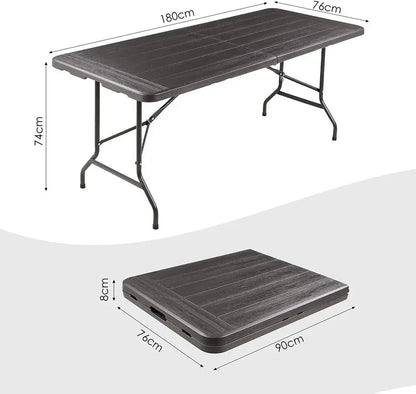 Campingtafel - Vouwtafel - Picknicktafel - Speltafel - Serveertafel - Inklaptafel - Draagbare - Inklapbaar - voor Buiten - Binnen - Achtertuin - Tuin - Barbecue - 180 x 76 x 74 cm - Grijs