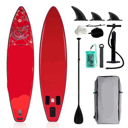 Supboard - Sup - Paddle Board - Sup Boards - 350x84x15cm - Ultra-Light - Opblaasbaar Stand Up Paddle Board - Max 165 kg - Waterdicht - Voor  Rivier - Zee - Inclusief Paddle - Rugzak - Zadel & Accessoires - Rood