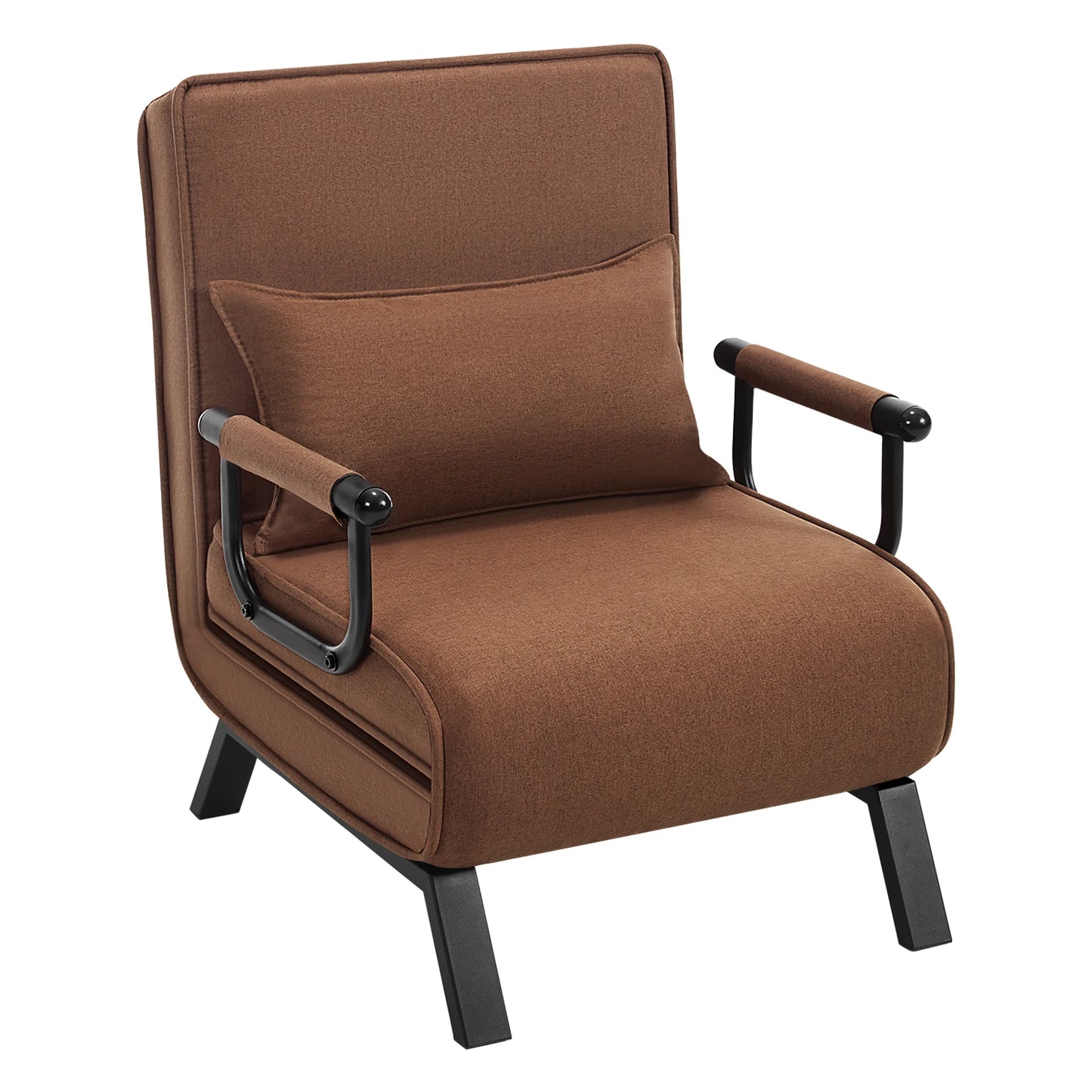 Slaapbank - Slaapfauteuil - Slaapstoel - Inklapbare Slaapbank - Opvouwbare Stoel - 3-in-1 - met Fauteuil - Linnen Bekleding - Kussen - Verstelbare Rugleuning - Bruin - QUORE