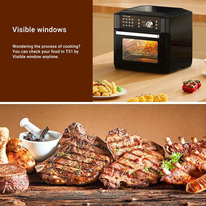 Heteluchtfriteuse – Airfryer - Airfryer Oven - 15L - 360° Luchtcirculatie - 1700W - 240V - 12 Voorinstellingen - LED Touchscreen - Kijkvenster - App Bediening - Zwart