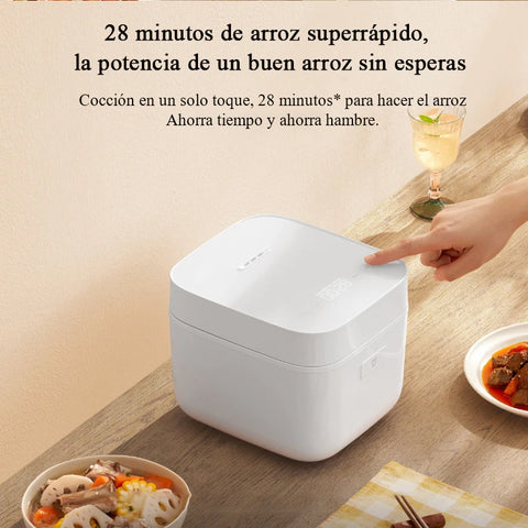 Rijstkoker met Stomer - met Opwarmende Functie - Slowcooker - Rice Cooker - Warmhoudfunctie - 1 tot 2 Personen - Multi Cooker - Anti-aanbaklaag binnenpan - Wit - 350W - 1.5L