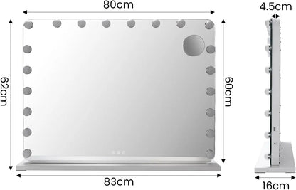 Badkamerspiegel - Spiegel - Verlichting - Vanity Spiegel - Smart Spiegel - Hollywood Make-up Spiegel met 20 Dimbare LED Lichten voor Slaapkamer & Kledingkamer, Metaal Frame