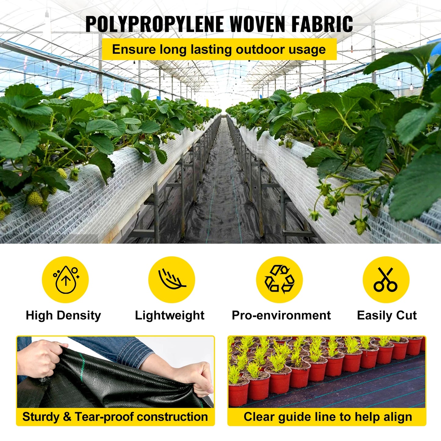 Onkruidbestrijdingsdoek - Onkruidbarrière - Geotextielweefsel - Duurzame PP-stof - Hoge Permeabiliteit - Onkruidbestrijding - Bodemverbetering - Makkelijke Installatie - 6 x 300 ft - Zwart