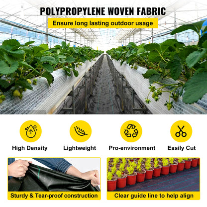 Onkruidbestrijdingsdoek - Onkruidbarrière - Geotextielweefsel - Duurzame PP-stof - Hoge Permeabiliteit - Onkruidbestrijding - Bodemverbetering - Makkelijke Installatie - 6 x 300 ft - Zwart