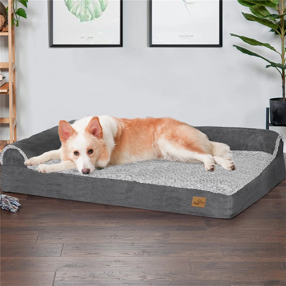 Hondenbed -  Orthopedisch Hondenbed - L-vormig Design - Wasbare Hoes - Duurzaam en Stijlvol - Stevig Schuimkussen - Extra Groot - Comfortabel en Duurzaam