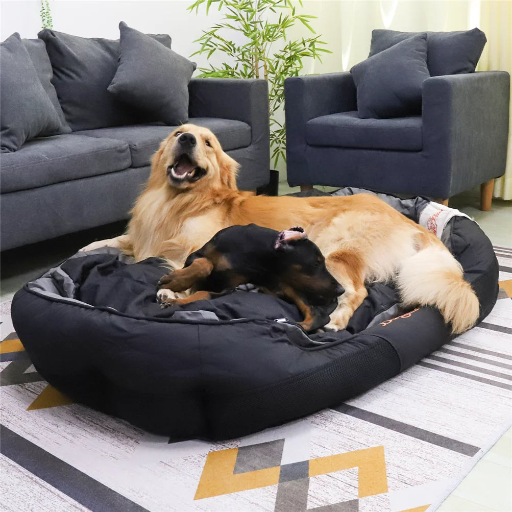 Hondenmand - Hondenkussen - Hondenbed - Hondenmanden - 110 x 80 x 22 cm - Waterdichte - Extra Groot Kalmerend Ligbed voor Alle Seizoenen - Donutmand - Wasbaar - Fluffy - Met Afneembaar Kussen - Oxford Stof – Hondenbank – voor Binnengebruik - Zwart