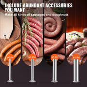Sausage Filler - Sausage Maker - Manual Sausage Filler - Sausage Filling Machine - 5L - Stainless Steel - with 4 filling funnels