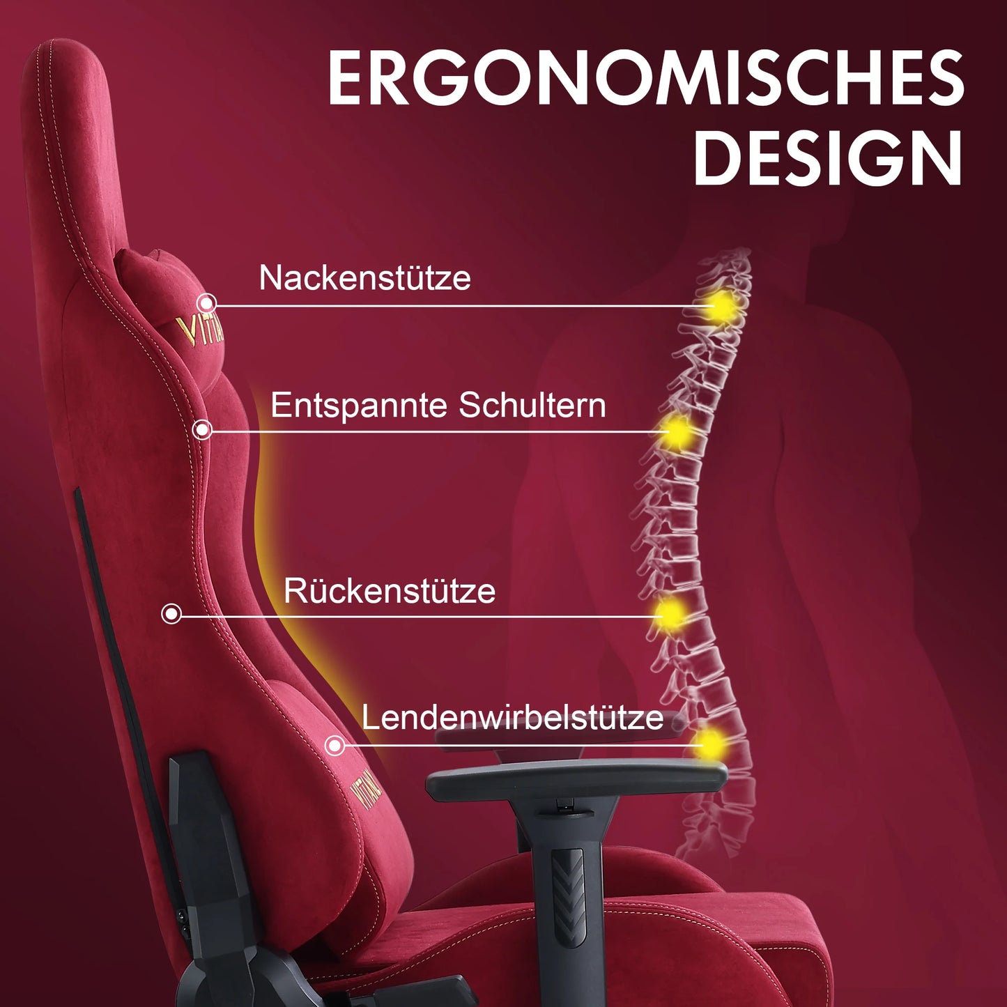 Ergonomische bureaustoel – Gaming stoel – Office chair – Draaistoel – Computestoel – Verstelbare zithoogte – Echt leren bekleding – Grijs - QUORE