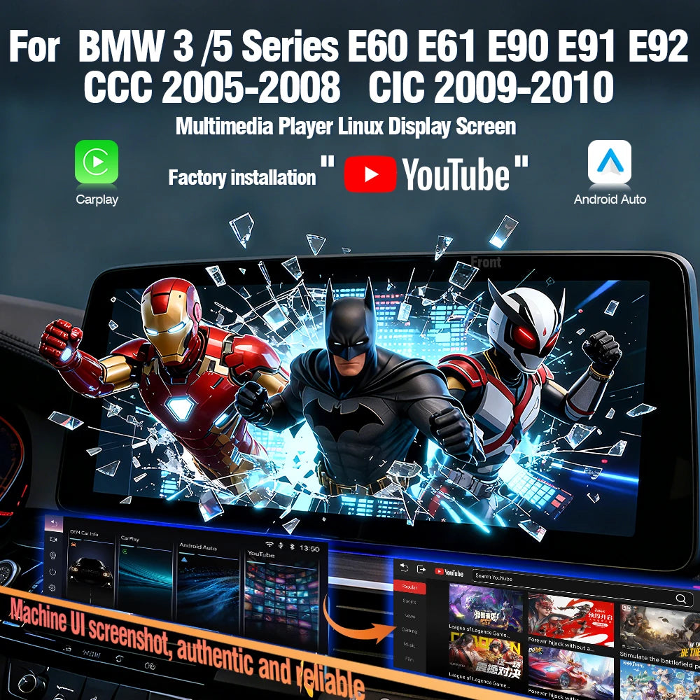 Multimedia Navigatiesysteem – Auto Radio – Touchscreen Unit – CarPlay Android Auto – BMW 3/5 Serie Upgrade – 8.8 Inch Scherm – Draadloos YouTube & Wifi