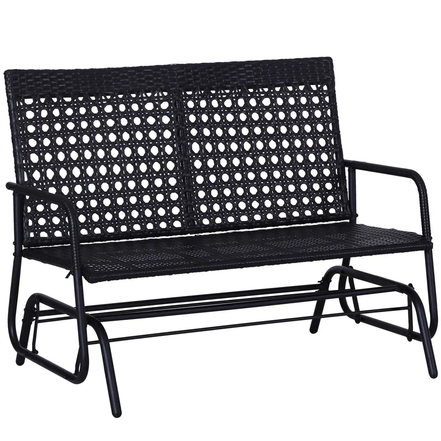 2-Persoons Schommelbank – Tuinbank – Schommelstoel – Buitenbank – Zithoek – Poly-Rattan – Ergonomische Rugleuning - QUORE
