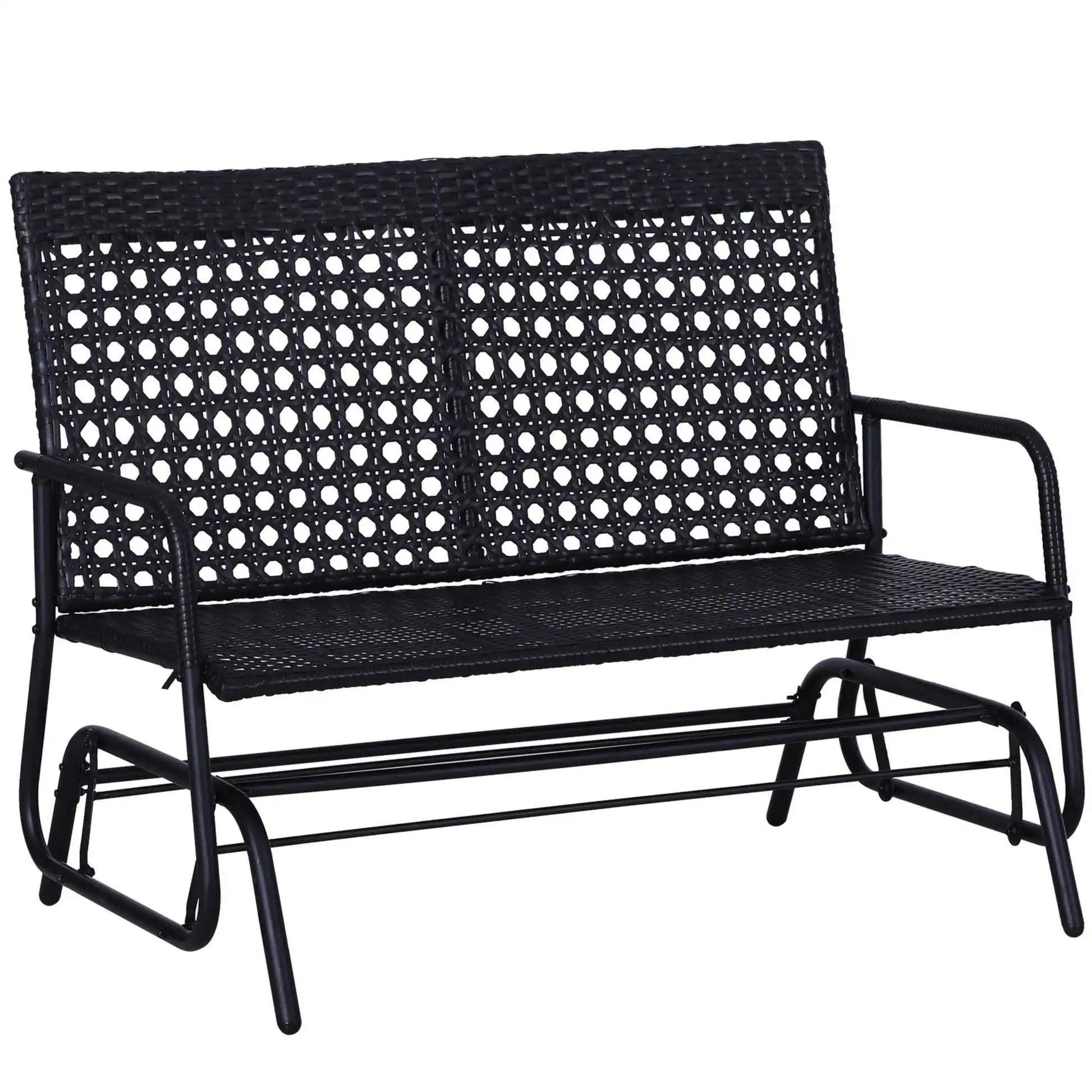 2-Persoons Schommelbank – Tuinbank – Schommelstoel – Buitenbank – Zithoek – Poly-Rattan – Ergonomische Rugleuning - QUORE