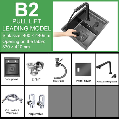 Hidden Sinks Stainless Steel Kitchen Sink Bar Small Single Slot With Lid Wash Basin Balcony Garden Campervan