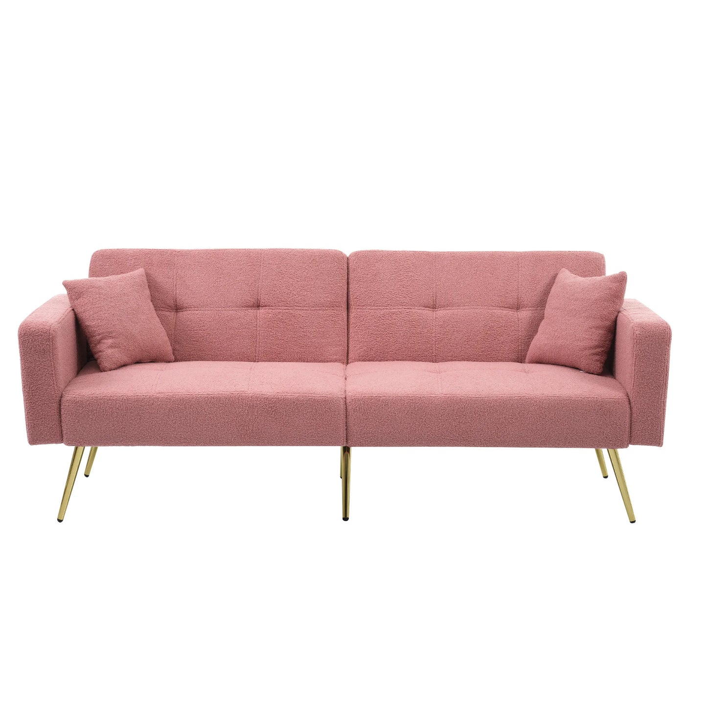 Sofa Bed – Slaapbank – Bedbank – Ombouwbank – Verstelbare Rugleuning – Velours Bekleed – Houten Frame