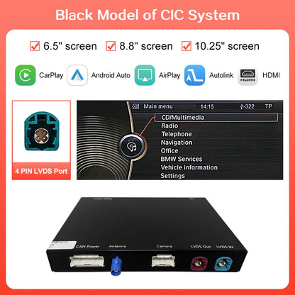 Wireless CarPlay – Draadloze CarPlay – Android Auto Interface – Mirror Link – Auto Multimedia Module CIC-Black – Plug & Play Installatie – Stuurwielbediening