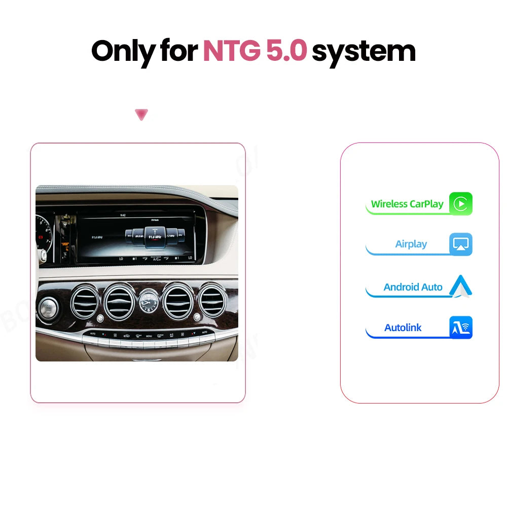 Draadloze CarPlay Adapter – Android Auto Interface – Wireless Auto Connector – Bluetooth Multimedia Module – NTG 5.0 Variant – Plug & Play Installatie – Veiligheid en Gebruiksgemak - QUORE