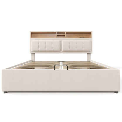 Ledikant – Babybed – Kinderbed – Peuterbed – Meegroeibed – 140x200 cm – In hoogte verstelbaar hoofdbord met geïntegreerde USB-C lader en ruime opbergruimte