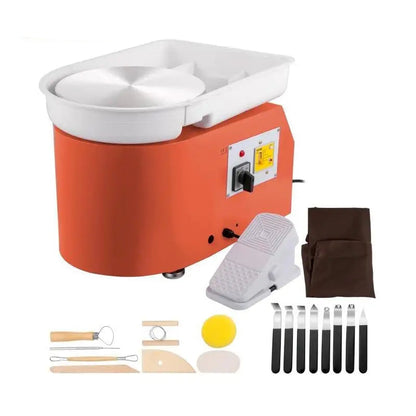 Pottenbakkersschijf - Pottenbakken Draaischijf - Elektrische - 28 cm - 350W - met Voetpedaal & Handgreep - Oranje