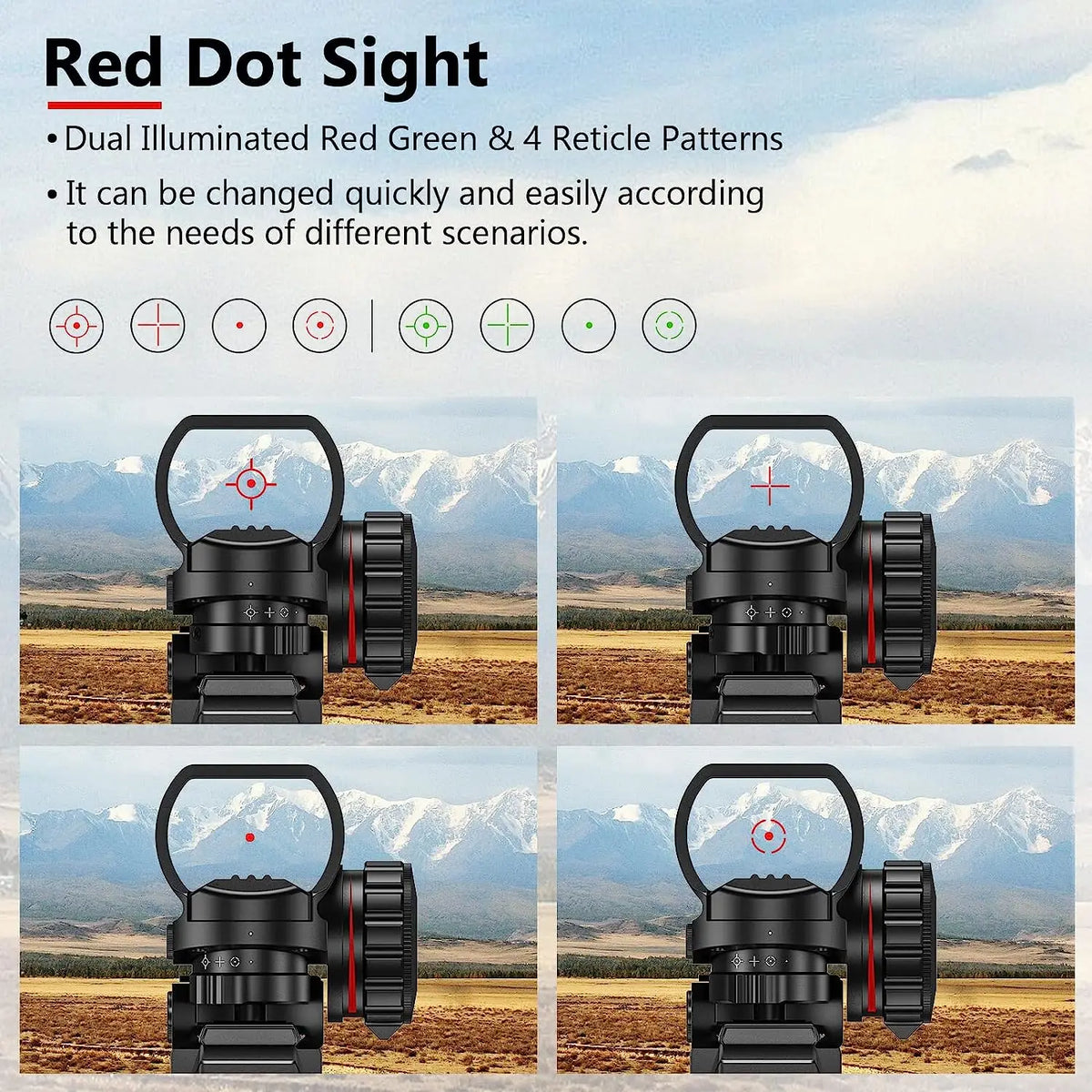 4-12x50 Scope Illuminated Rangefinder Reticle Rifle Holographic 4 Reticle Sight 20mm Red Grenn Laser For Hunting - QUORE
