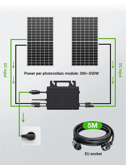 Omvormer – Micro-omvormer – Spanningsomvormer – Solar Inverter – Zonne-energie Omvormer – 800W Vermogen – Dual MPPT & WiFi Monitoring - QUORE