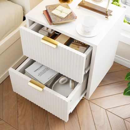 Comanlai 2 pieces Bedside Table with 2 Drawers,Nightstands Cabinet with Metal Feet,Chest of Drawers for Living Room,49x29x47cm