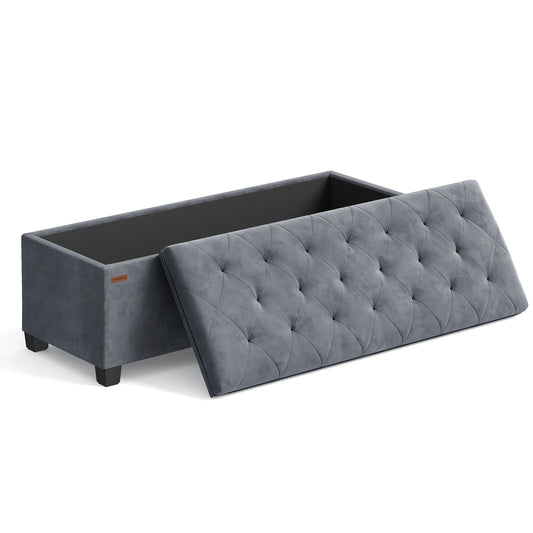 Bank - Zitbank - Slaapkamerbank - Slaapkamer - Opbergers - 38 cm x110 cm x 38 cm - Donkergrijs - QUORE