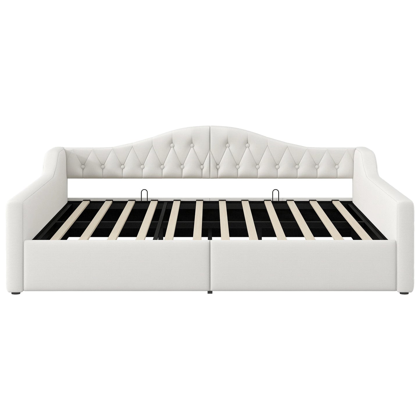 Eenpersoonsbed – Bedframe – Eenpersoonsbed Met Opberglade – Slaapbed – Kinderbed – 140x200 CM – Linnen Bekleding – Verstelbare 7-Kleurige Led-Verlichting