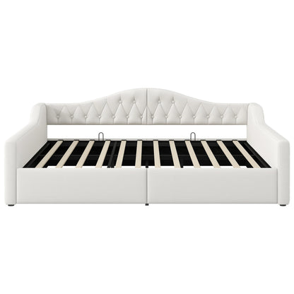Eenpersoonsbed – Bedframe – Eenpersoonsbed Met Opberglade – Slaapbed – Kinderbed – 140x200 CM – Linnen Bekleding – Verstelbare 7-Kleurige Led-Verlichting