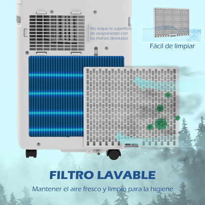 Mobiele Airco - Draagbare Airconditioning - Mini-Airconditioning - met Afstandsbediening - 10000 BTU - 2900W - 12-22 m² - 220-240 V/50Hz - ≤ 53 dB - 33 x 28 x 70.4 cm - Wit