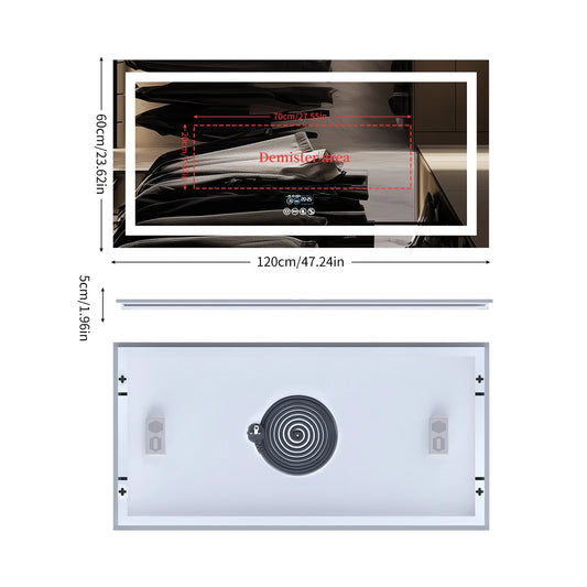 Led-Badkamerspiegel – Spiegel – Badkamerspiegel – Make-Upspiegel – Led-Spiegel – Bluetooth-Speaker – Anti-Condens - 120x60cm