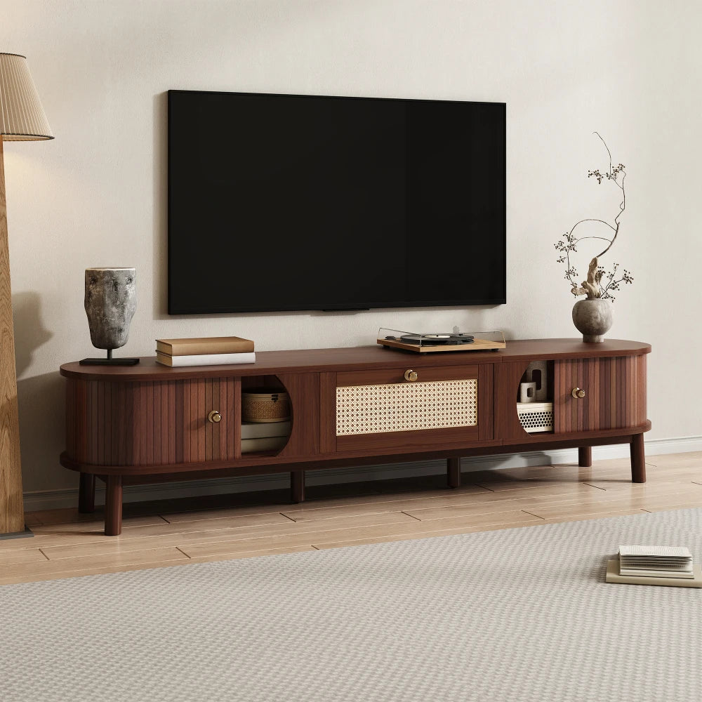 TV-Kast – TV-Meubel – Tv-Stand – Tv-Kast Met Opbergruimte – Meubelkast – Massief Mahoniehout – Geschikt Voor 50-59 Inch Televisies