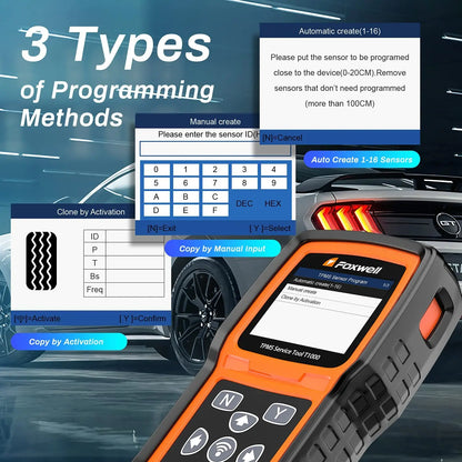 TPMS Scanner – Bandencontrole – Bandenspanning Meter – Sensor Tester – Key Fob Tester – Bluetooth Connectie – Meertalige Interface