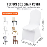 Chair Cover - Dining Chair Covers - Stretch Chair Covers - Chair Covers - Universal Cover - Spandex - Removable Chair Cover - 200 pcs - White