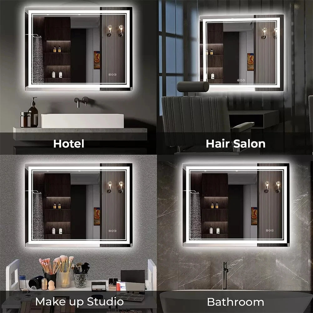 Verlichte Badkamerspiegel – LED Spiegel – Spiegel Met Licht – Anti Condens Spiegels – Touch Bediening – IP44 Waterdicht – Aluminium Frame