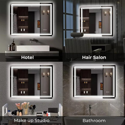 Verlichte Badkamerspiegel – LED Spiegel – Spiegel Met Licht – Anti Condens Spiegels – Touch Bediening – IP44 Waterdicht – Aluminium Frame