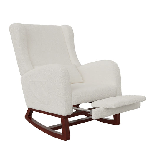 Schommelstoel – Rocking Chair – Relaxstoel – Lounge Stoel – Woonkamer Stoel – Houten Onderstel – 2 Zijzakken – Draagvermogen 150 kg