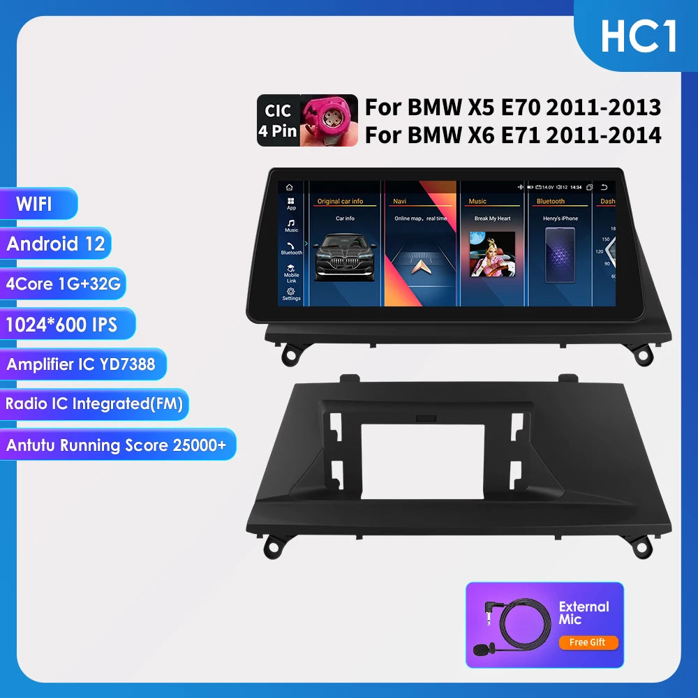 AI Intelligent Player 2 Din Android Car Radio Multimedia Video Player for BMW X5 E70 X6 E71 CCC CIC GPS Navi Carplay Auto 4G RDS