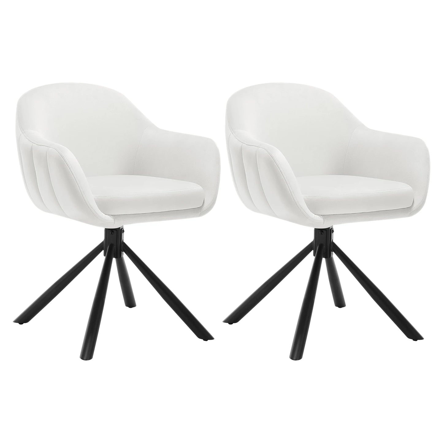 Eetkamerstoelen - Keukenstoel - Eetstoel - Eetkamerstoel - Draaibare - met Armleuningen - Ergonomisch Ontwerp, Luxe Eetkamer- en Lounge Stoelen - 2 Packs - Fluweel - Crèmekleurig