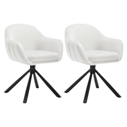 Eetkamerstoelen - Keukenstoel - Eetstoel - Eetkamerstoel - Draaibare - met Armleuningen - Ergonomisch Ontwerp, Luxe Eetkamer- en Lounge Stoelen - 2 Packs - Fluweel - Crèmekleurig