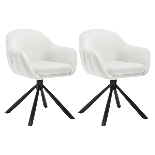 Eetkamerstoelen - Keukenstoel - Eetstoel - Eetkamerstoel - Draaibare - met Armleuningen - Ergonomisch Ontwerp, Luxe Eetkamer- en Lounge Stoelen - 2 Packs - Fluweel - Crèmekleurig
