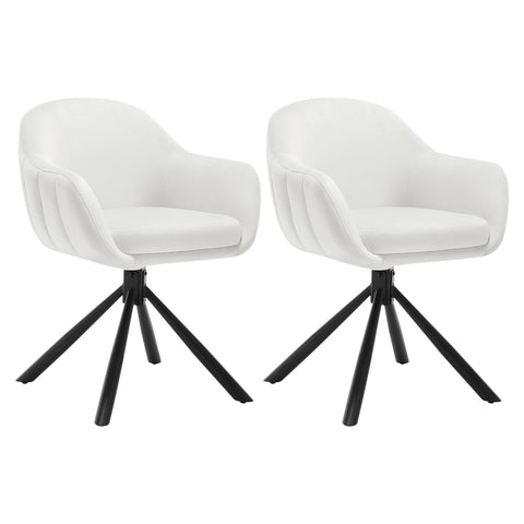 Chair - Dining Chairs - Dining Chairs Set of 2 - Dining Chairs with Armrests - Upholstered - Ergonomic Chairs - 360° Rotatable - Living Room - Cream Velvet